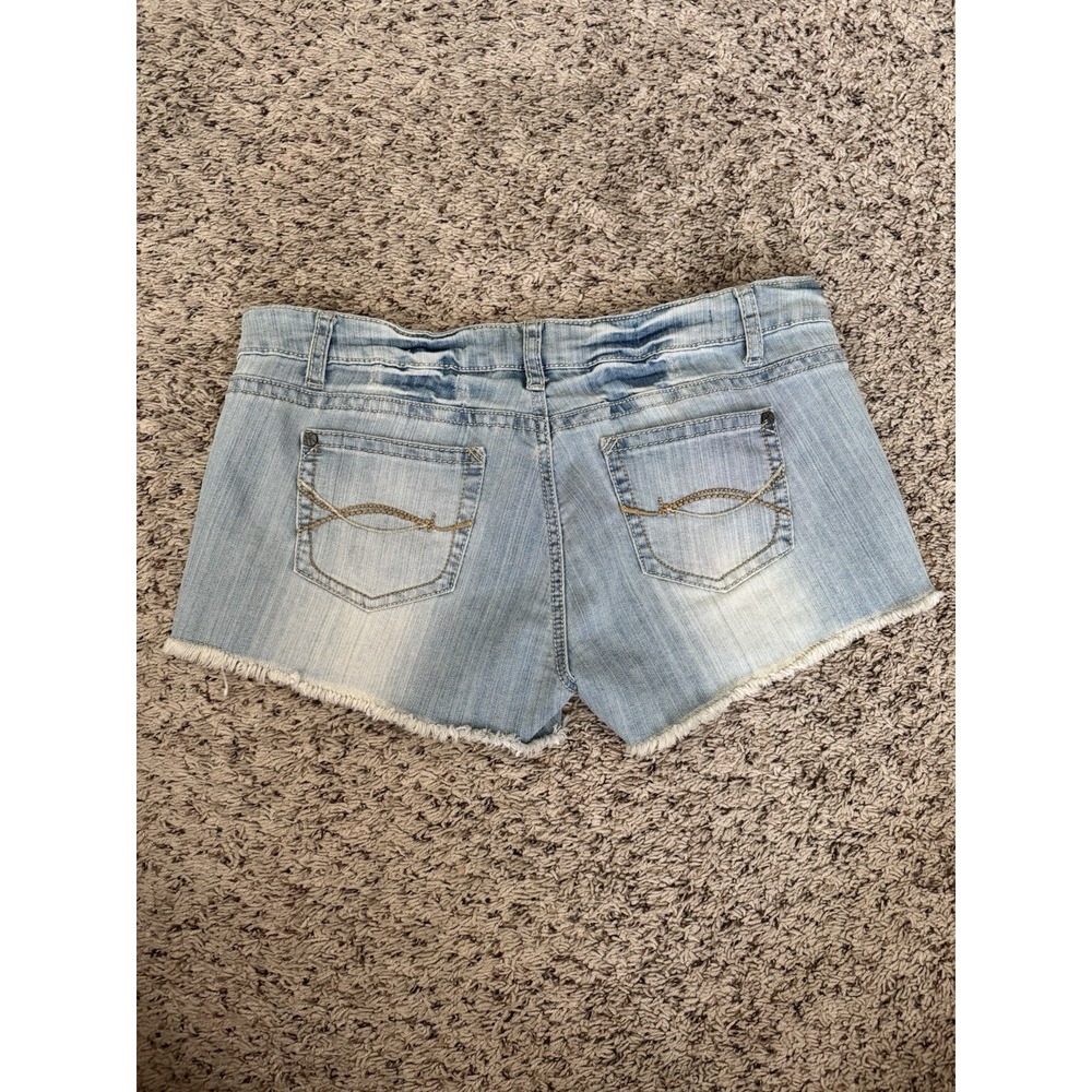 Hot Kiss Womens Junior Cici Distressed Animal Print Sequined Denim Shorts‎ Sz 13 - Picture 9 of 14